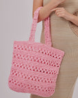 Woven Crochet Tote Pink